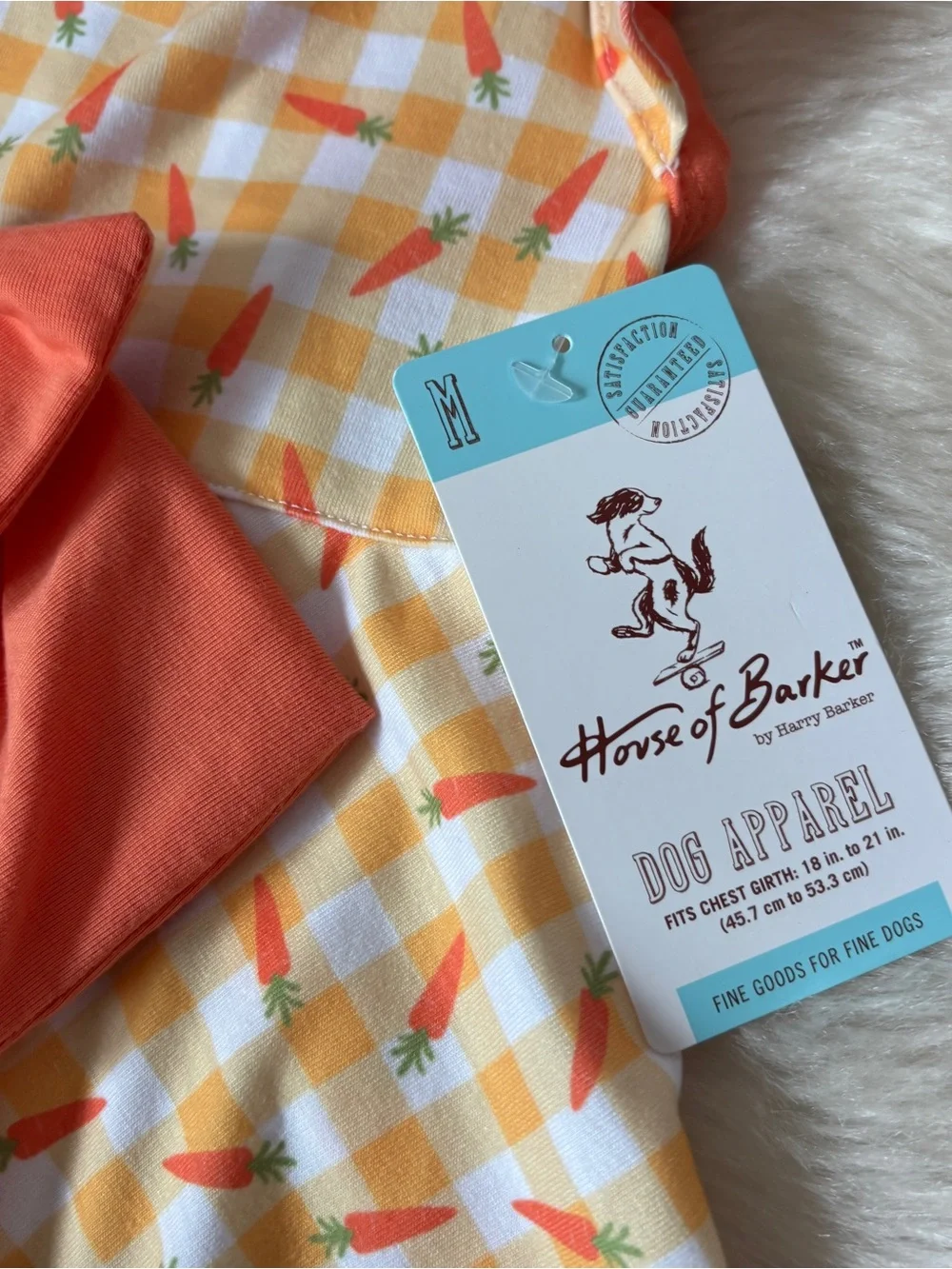 Orange Gingham Carrot Dog Dress with Bow